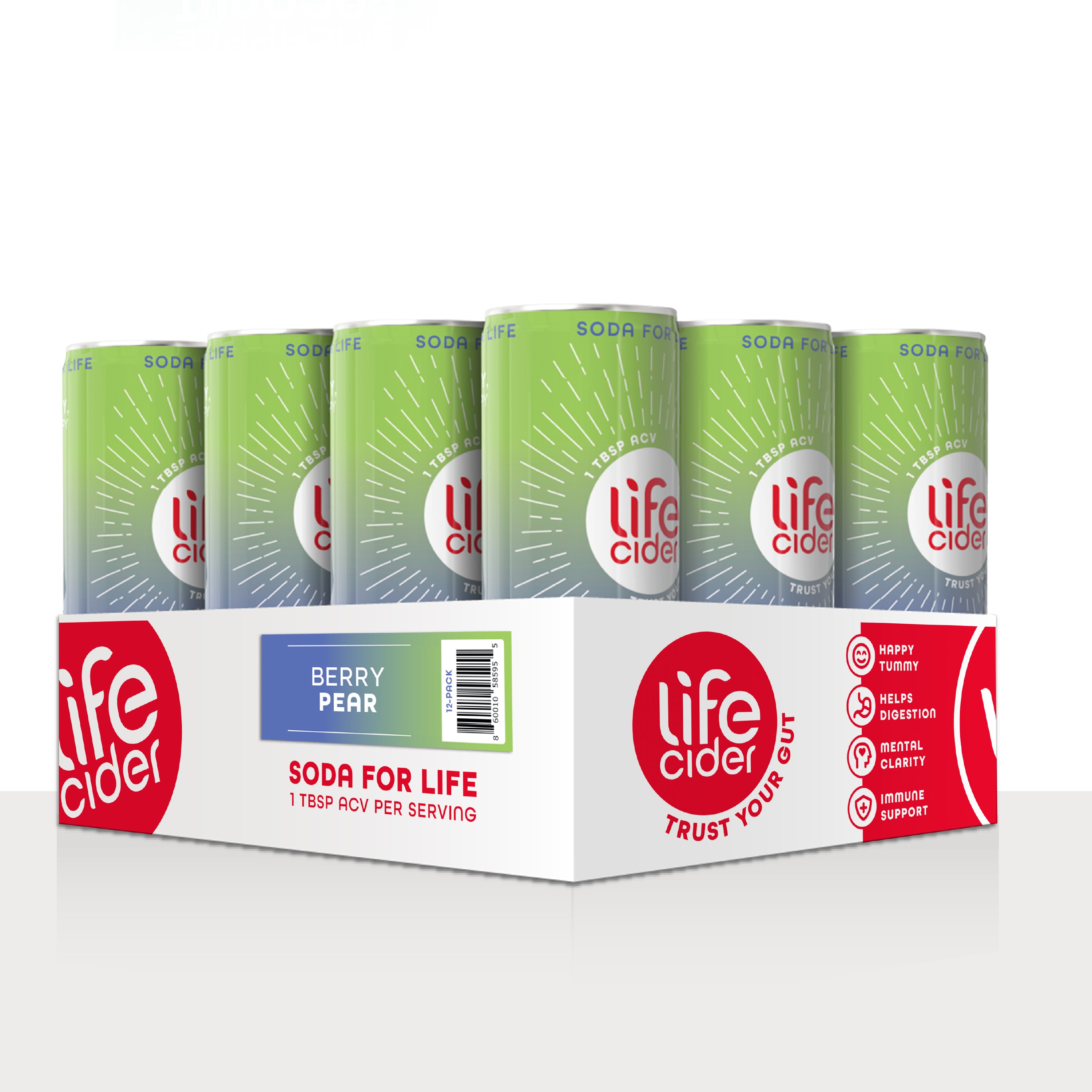 Life Cider Pera y Bayas – Bebida funcional | Paquete de 12