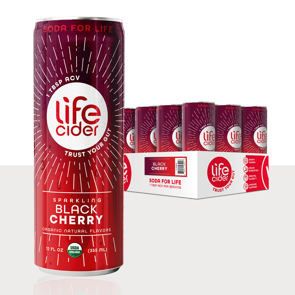 Life Cider Cereza Negra – Bebida funcional | Paquete de 12