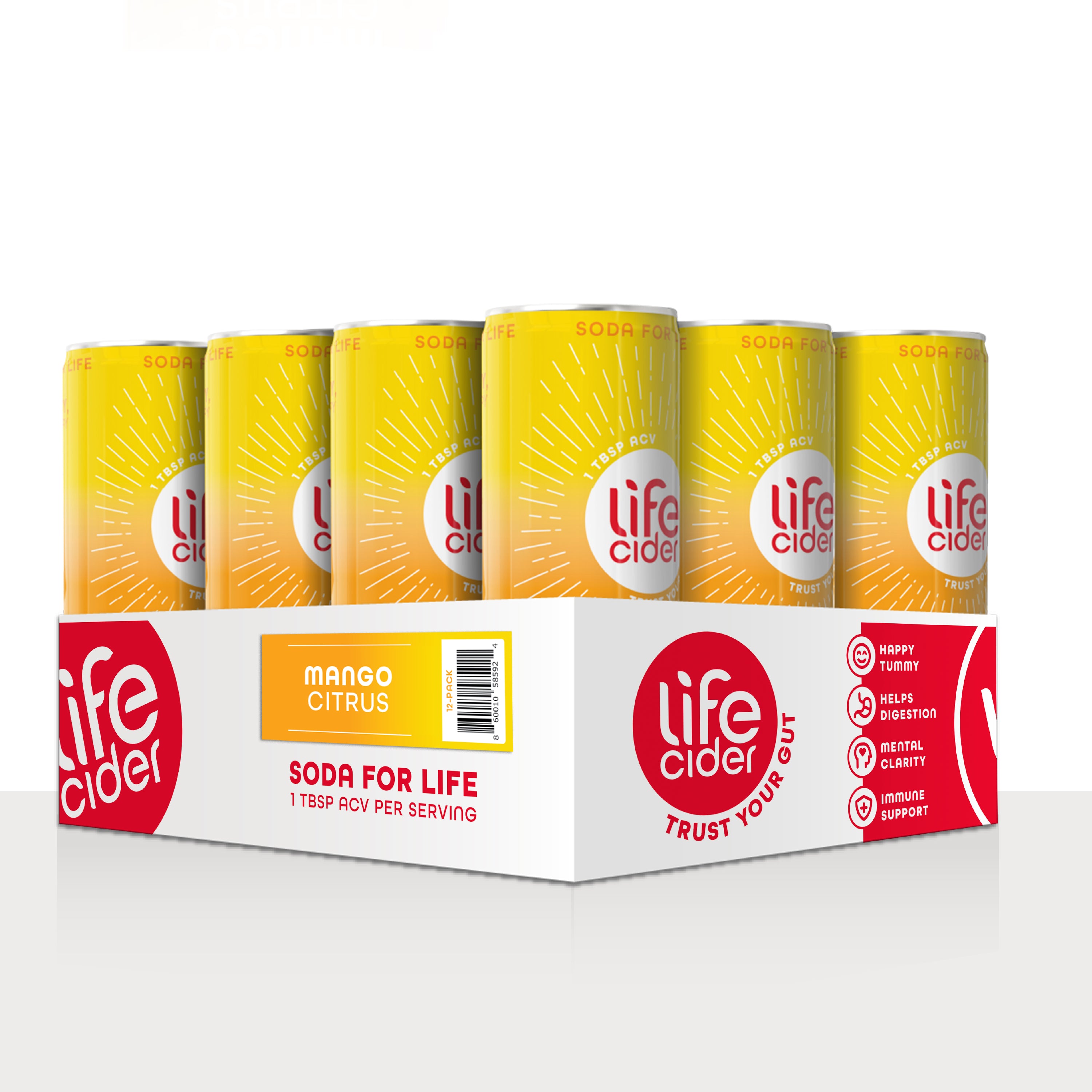 Life Cider Mango Citrus – Bebida funcional | Paquete de 12