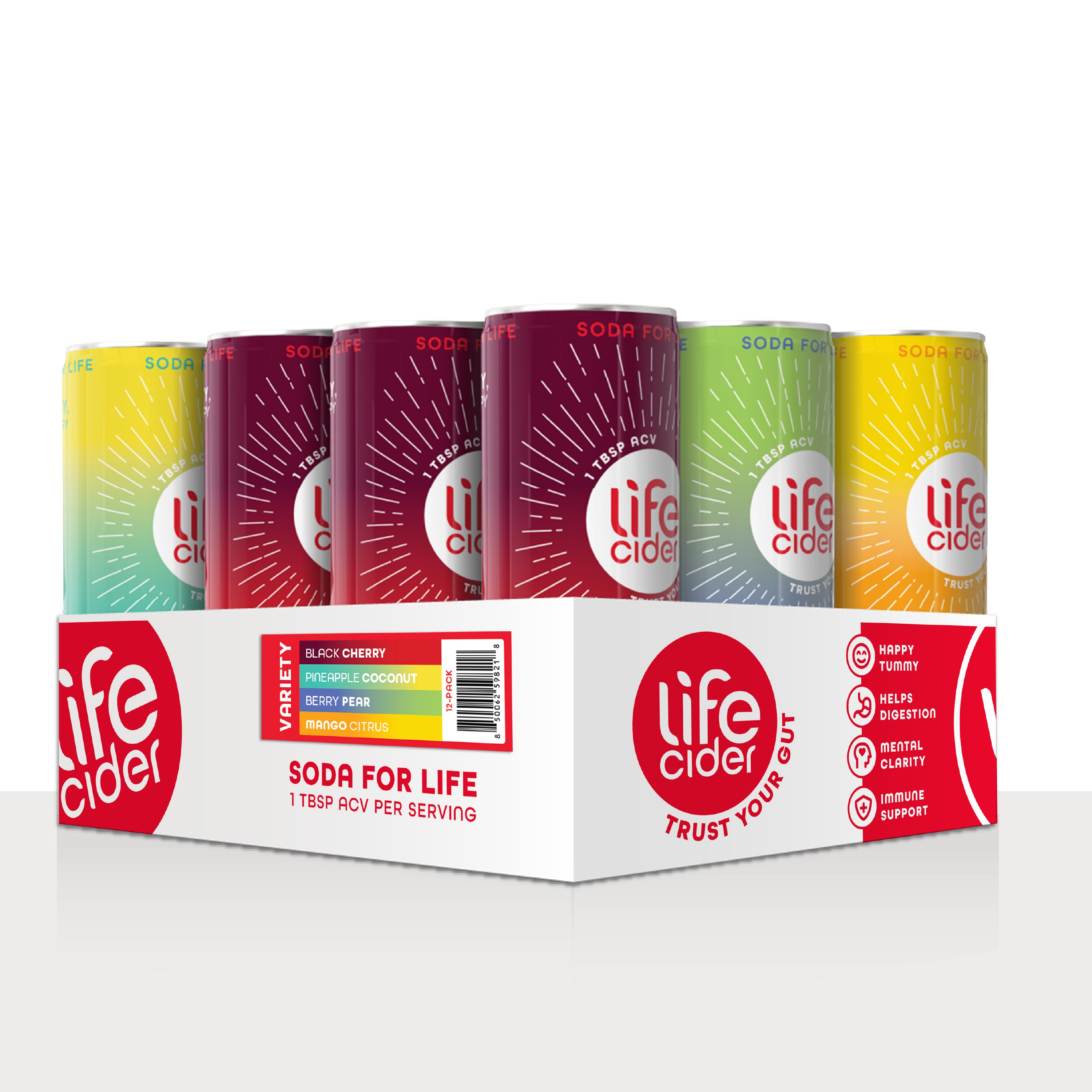 Life Cider Original MIX de sabores - Bebida funcional | Paquete de 12