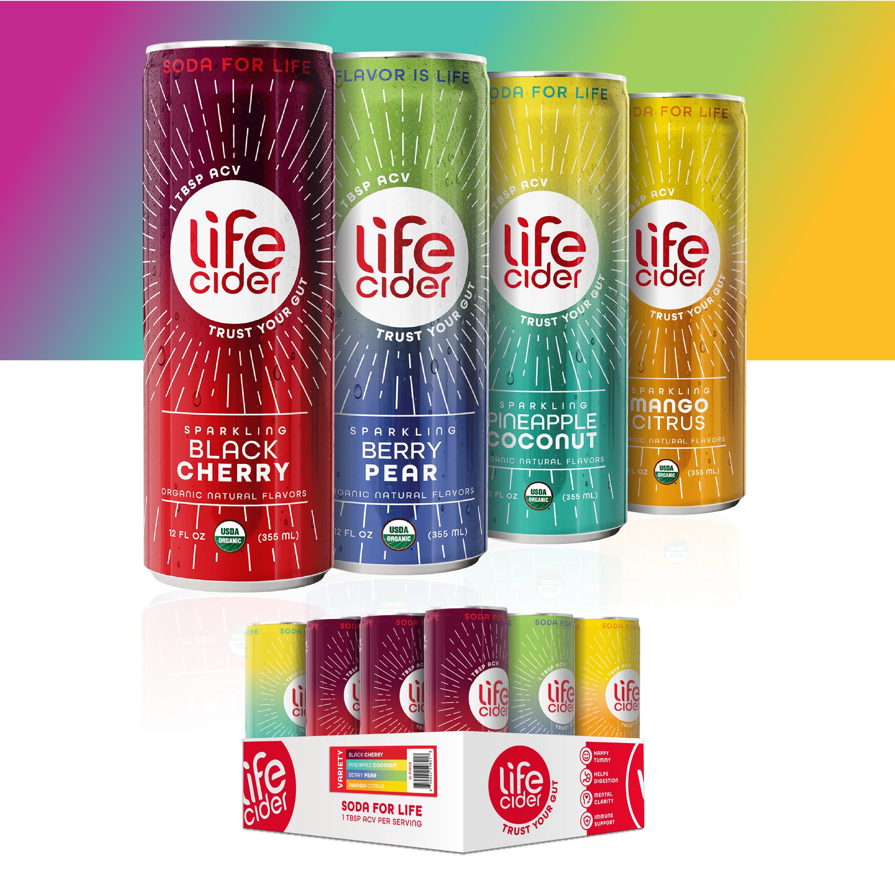 Life Cider Original MIX de sabores - Bebida funcional | Paquete de 12
