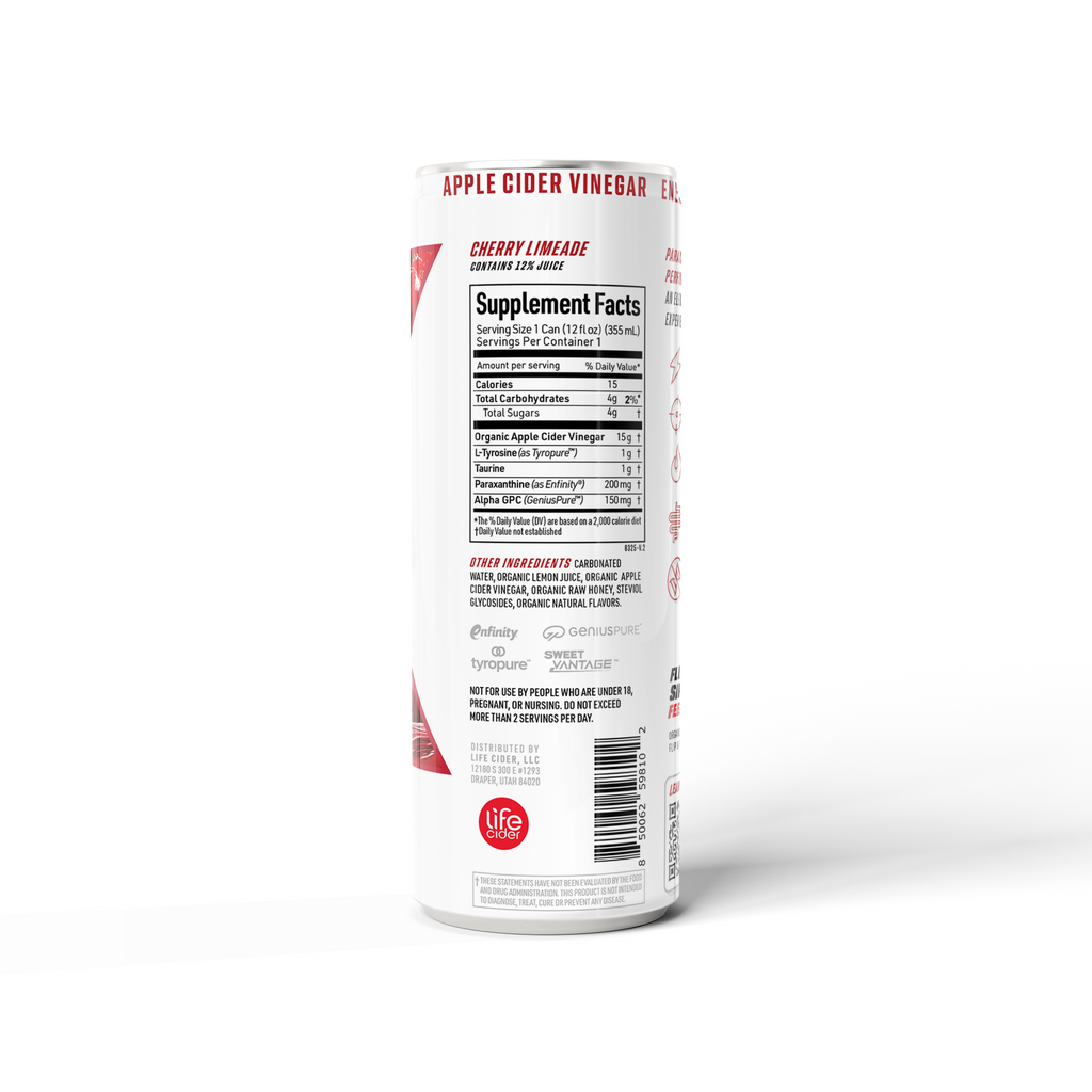 Life Cider X - Bebida Energética sabor Limonada de Cereza | Paquete de 12