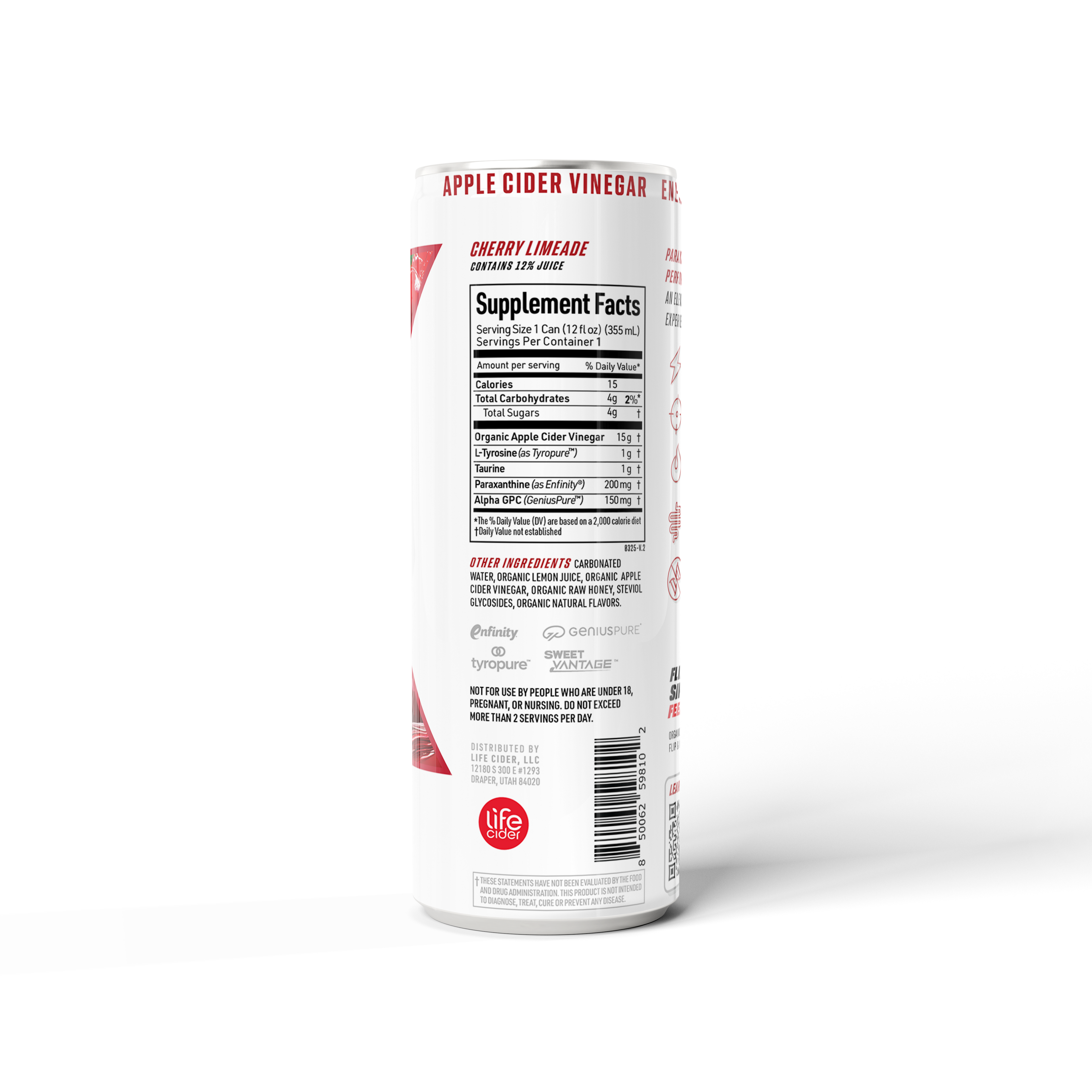 Life Cider X - Bebida Energética sabor Limonada de Cereza | Paquete de 12