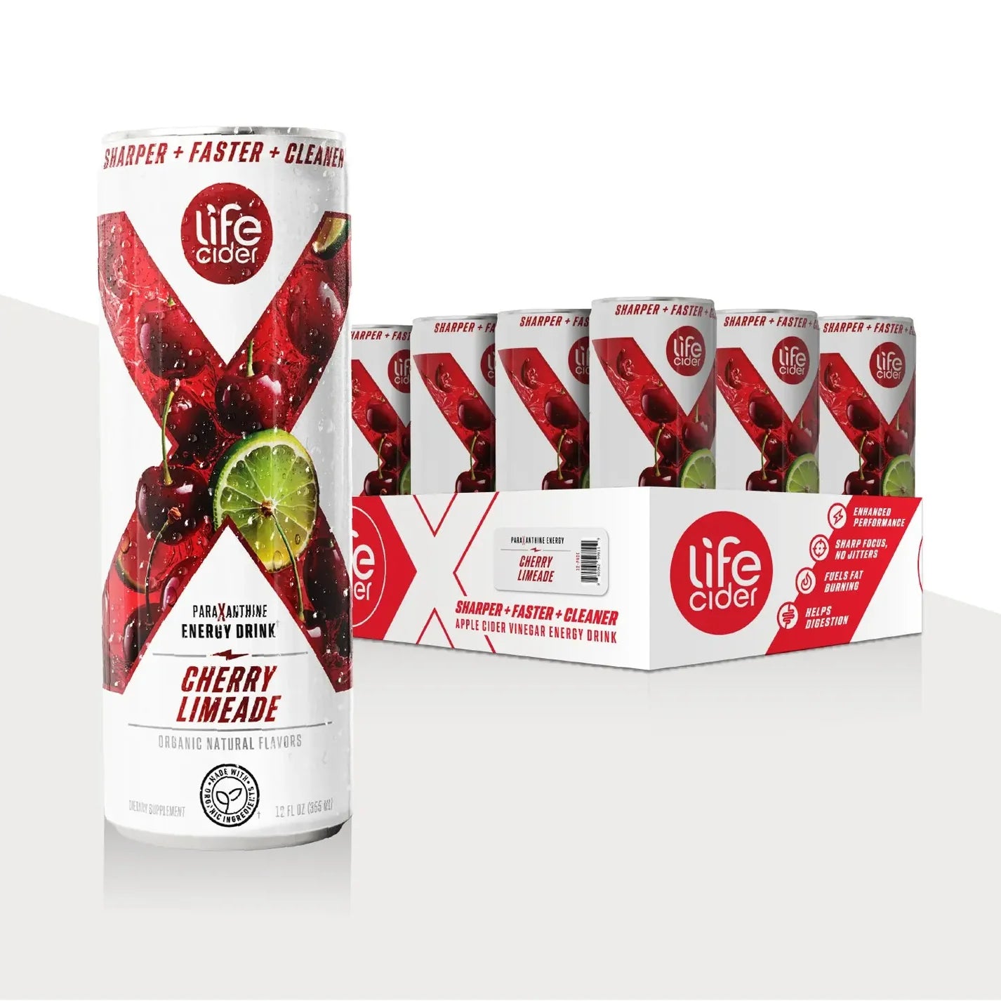 Life Cider X - Bebida Energética sabor Limonada de Cereza | Paquete de 12