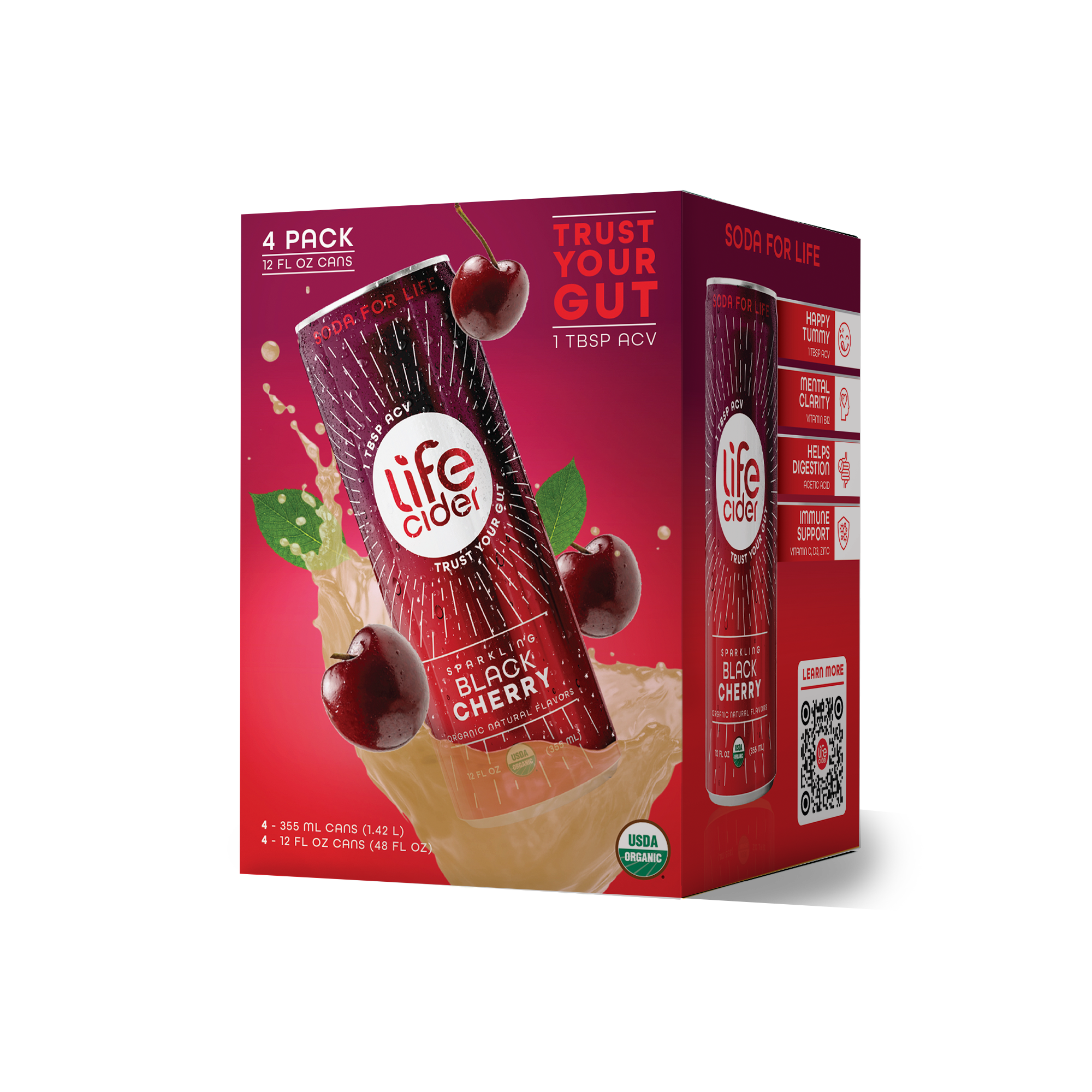 Life Cider sabor Cereza Negra | Paquete de 4