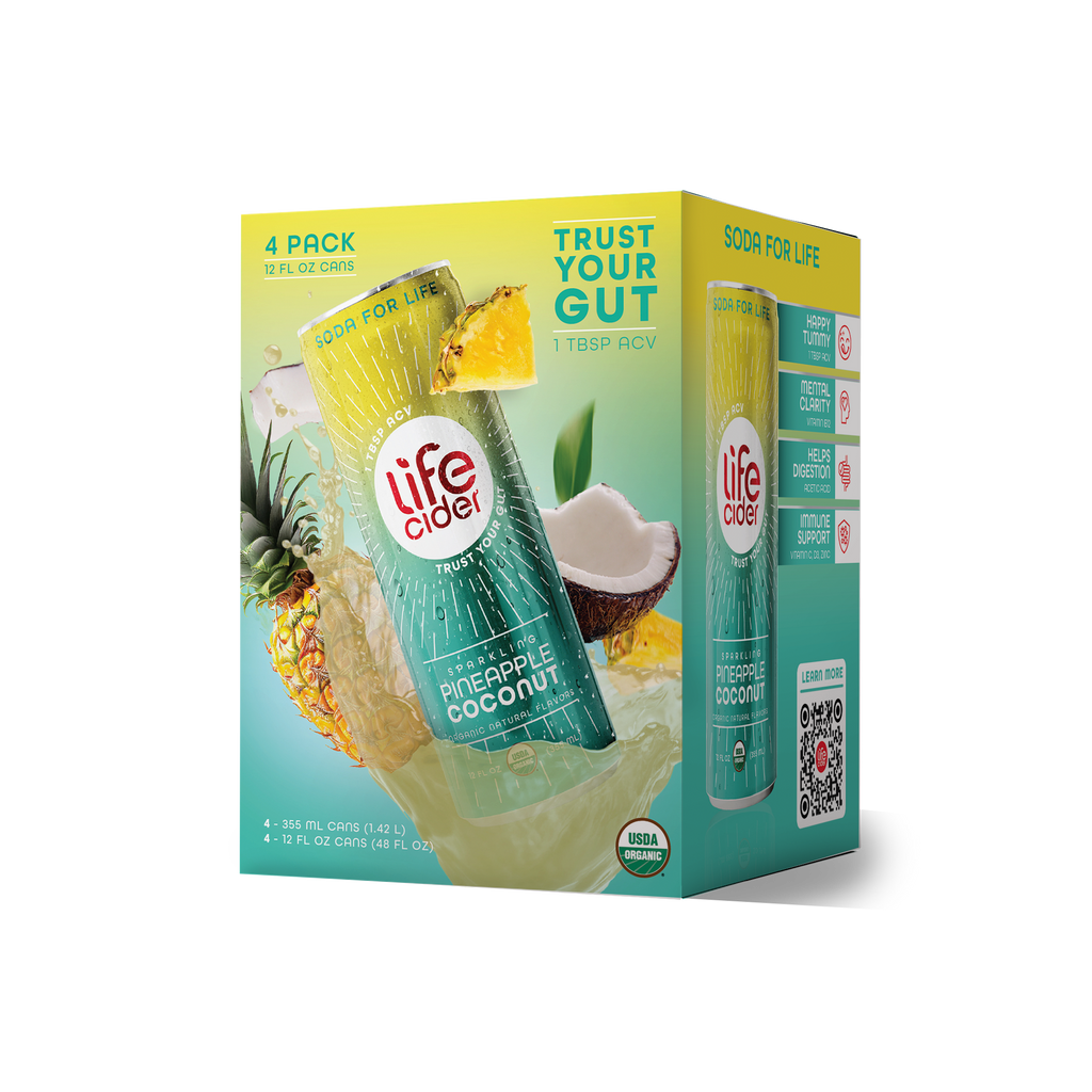 Life Cider Original de Piña y Coco | Paquete de 4